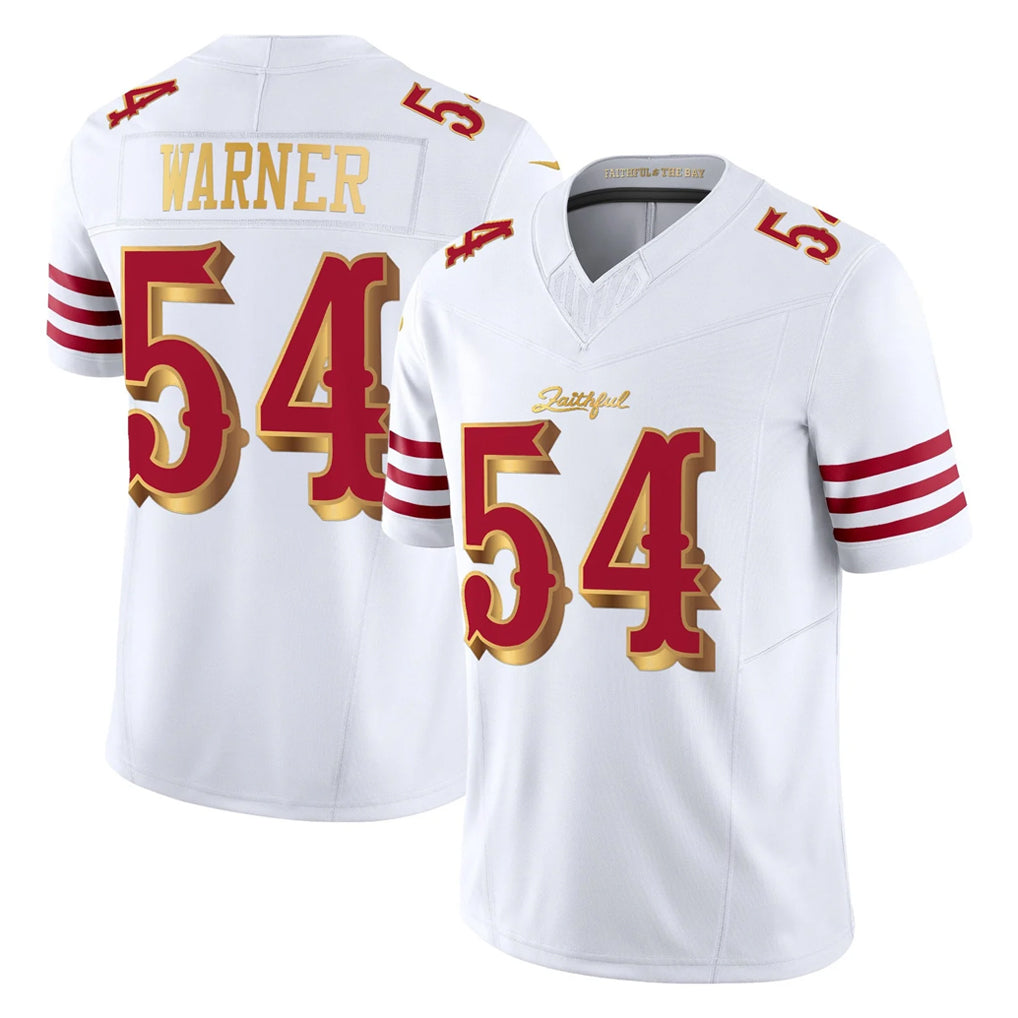 Parkc SF.49ers #54 Fred Warner Player White 2025 Rivalries Collection Game Limited Stitched Jerseys