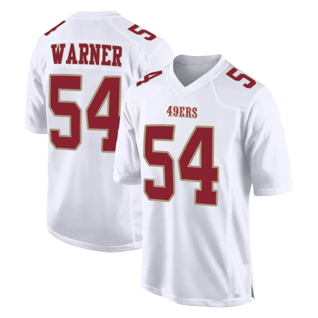 Parkc SF.49ers #54 Fred Warner Player White Fashion Home Game Stitched Jerseys