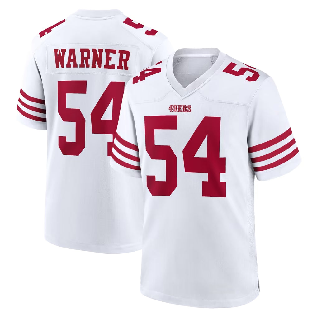 Parkc SF.49ers #54 Fred Warner Player White Game Home Stitched Jerseys