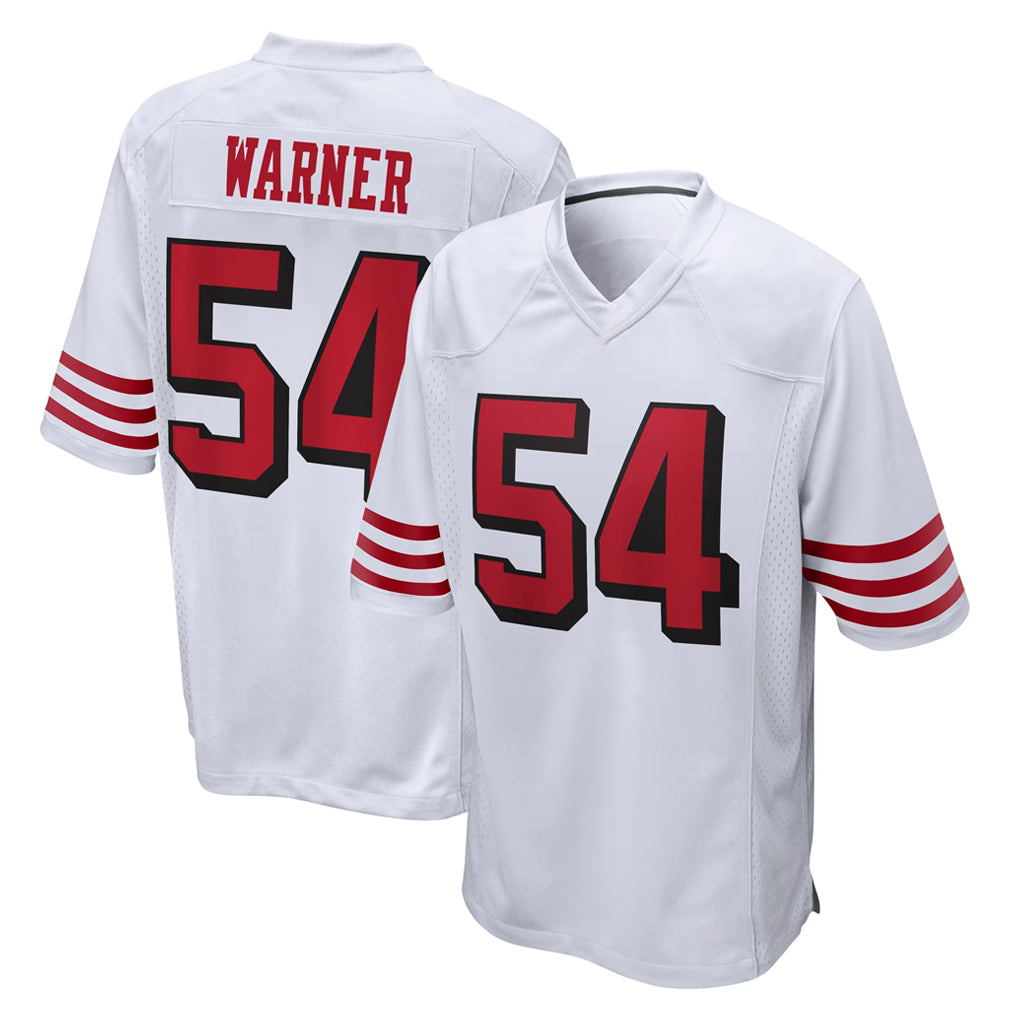 Parkc SF.49ers #54 Fred Warner Player White Limited Home Game Stitched Jerseys