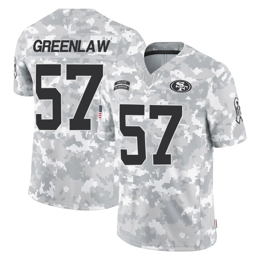 Parkc SF.49ers #57 Dre Greenlaw Player Arctic Camo Limited Salute To Service Home Game Stitched Jerseys
