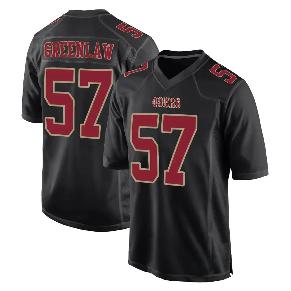 Parkc SF.49ers #57 Dre Greenlaw Player Black Fashion Home Game Stitched Jerseys