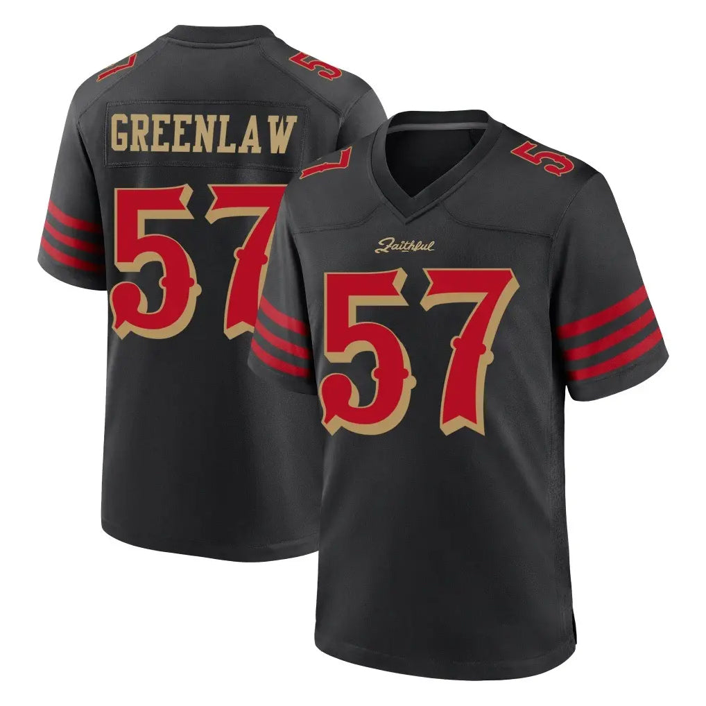 Parkc SF.49ers #57 Dre Greenlaw Player Black Rivalries Collection Home Game Stitched Jerseys