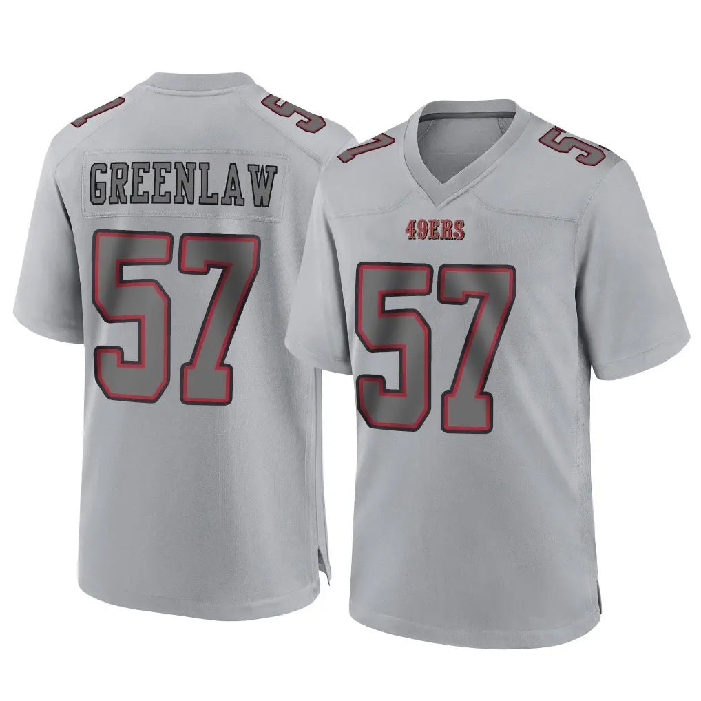 Parkc SF.49ers #57 Dre Greenlaw Player Gray Atmosphere Fashion Home Game Stitched Jerseys