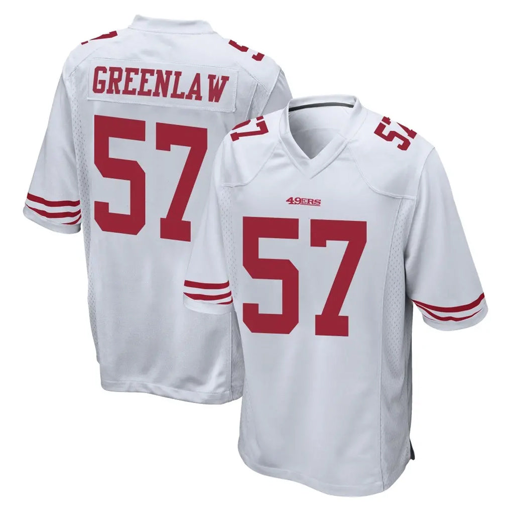 Parkc SF.49ers #57 Dre Greenlaw Player White Home Game Stitched Jerseys