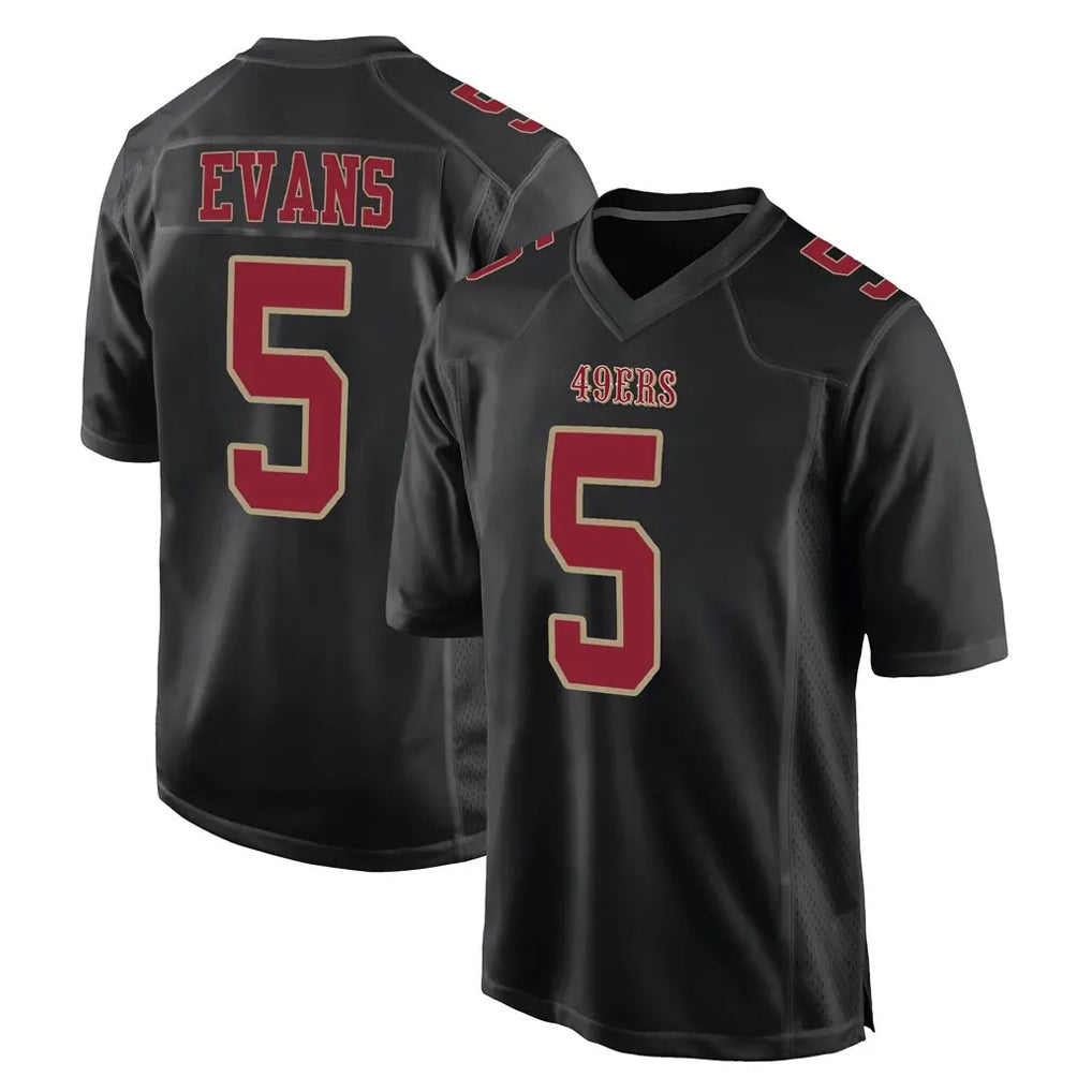 Parkc SF.49ers #5 Mike Evans Player Black Fashion Home Game Stitched Jerseys