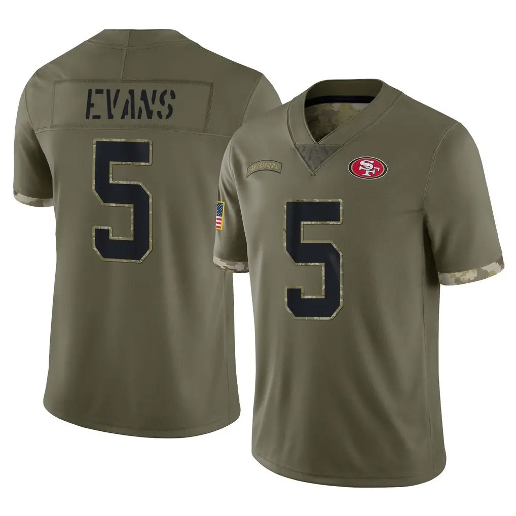 Parkc SF.49ers #5 Mike Evans Player Olive Limited Salute To Service Home Game Stitched Jerseys