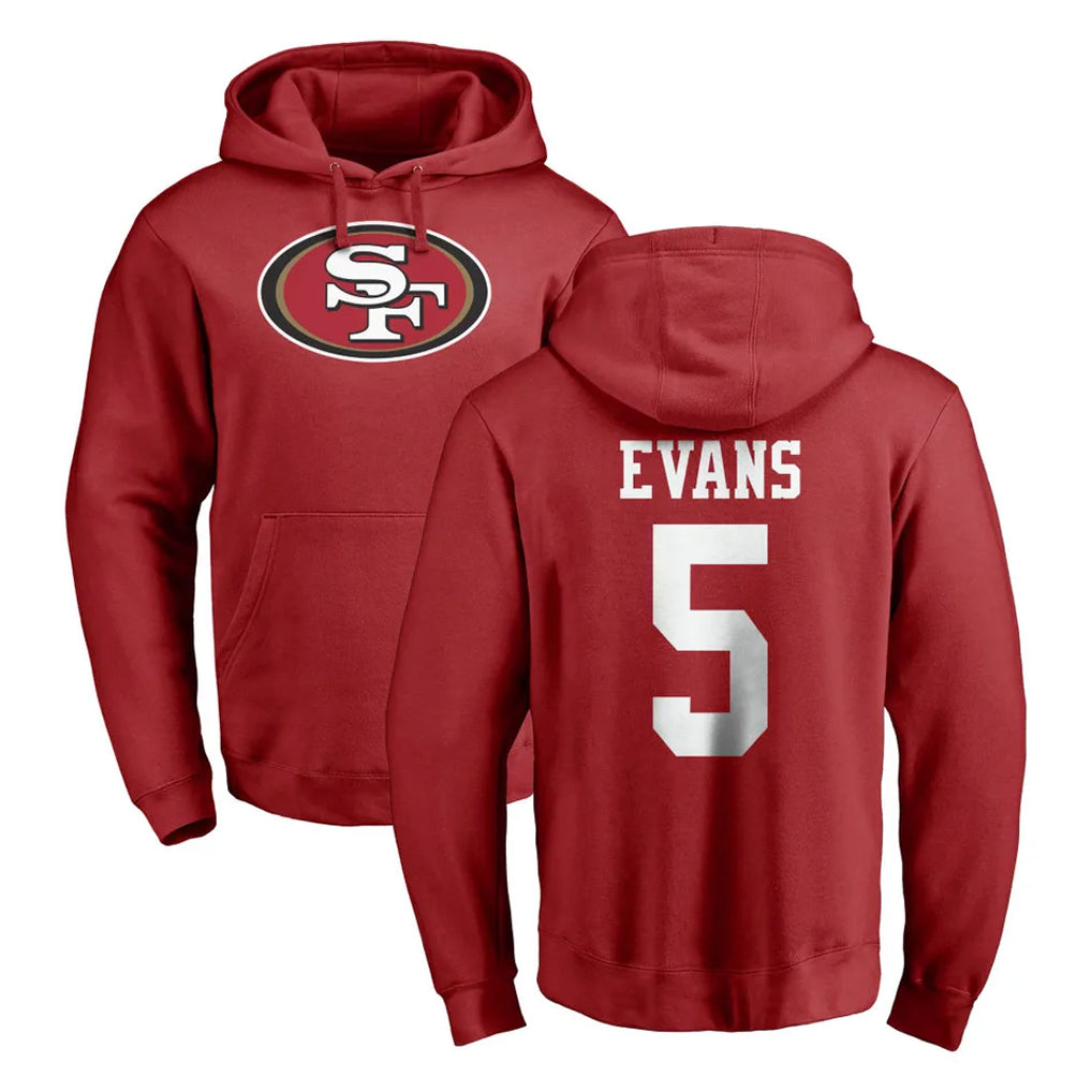 Parkc SF.49ers #5 Mike Evans Player Red LOGO Pullover Hoodies Home Game Stitched Jerseys