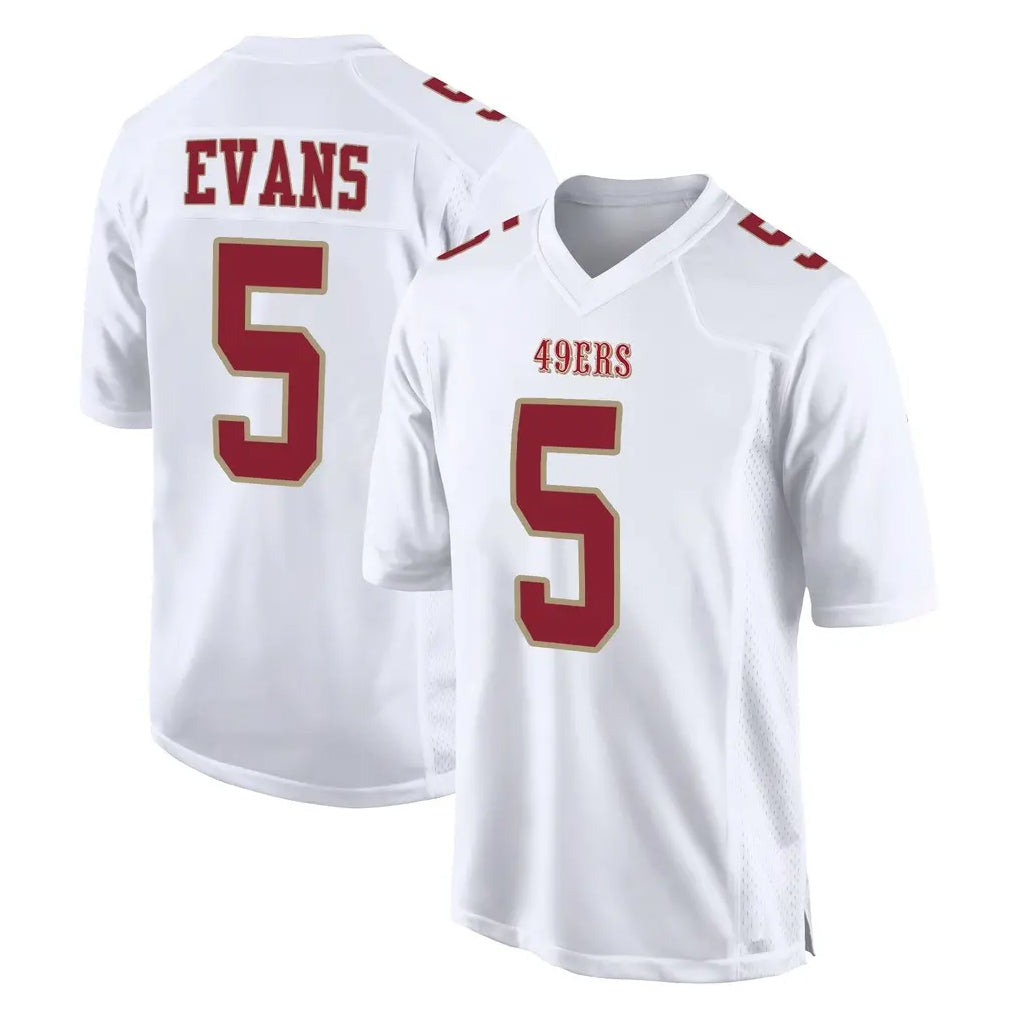 Parkc SF.49ers #5 Mike Evans Player White Fashion Home Game Stitched Jerseys