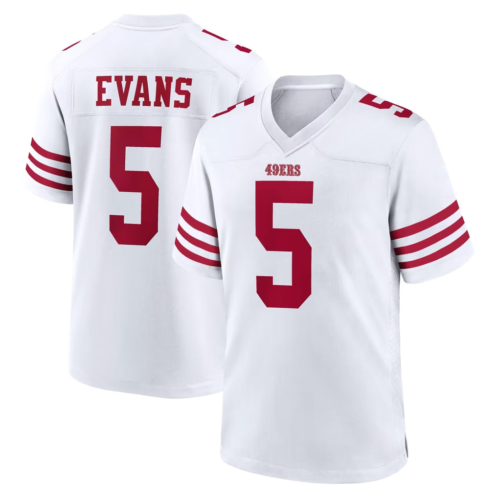 Parkc SF.49ers #5 Mike Evans Player White Game Home Stitched Jerseys