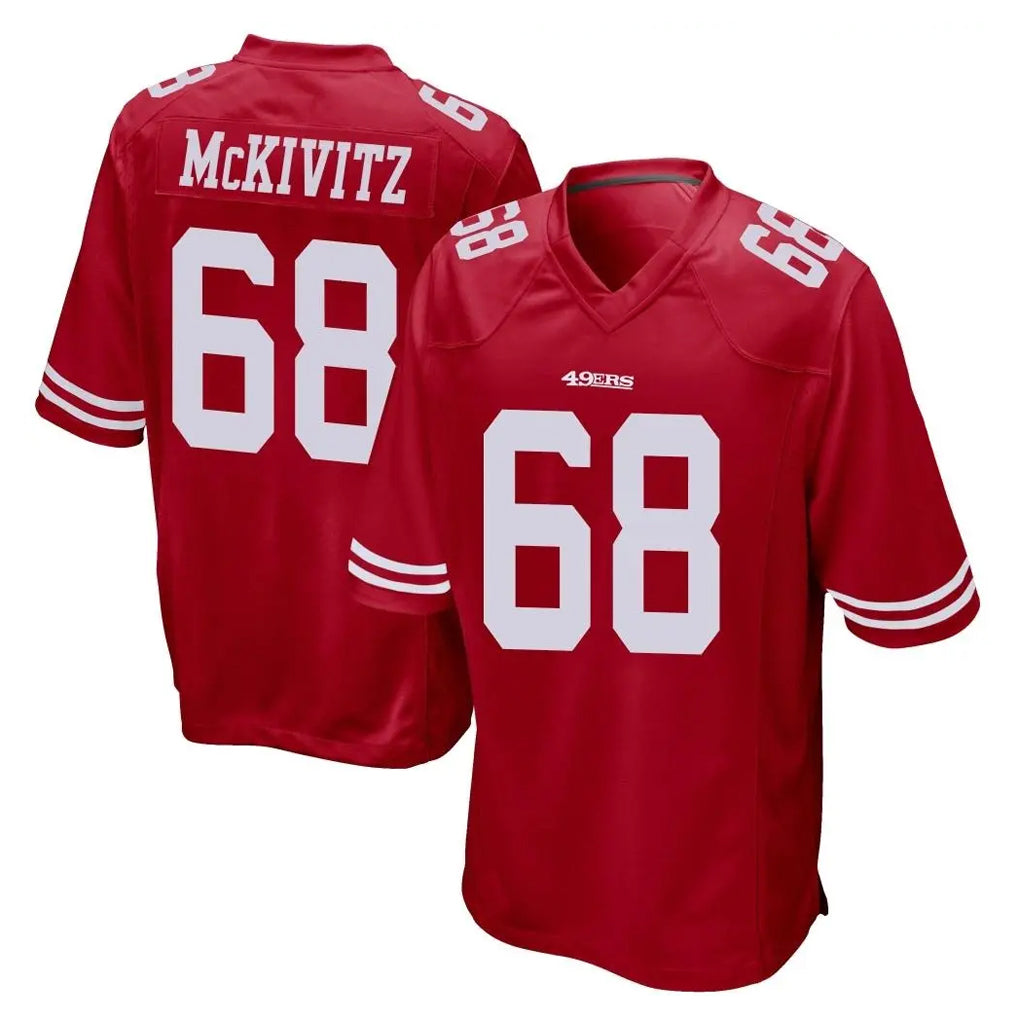 Parkc SF.49ers #68 Colton McKivitz Player Red Home Game Stitched Jerseys
