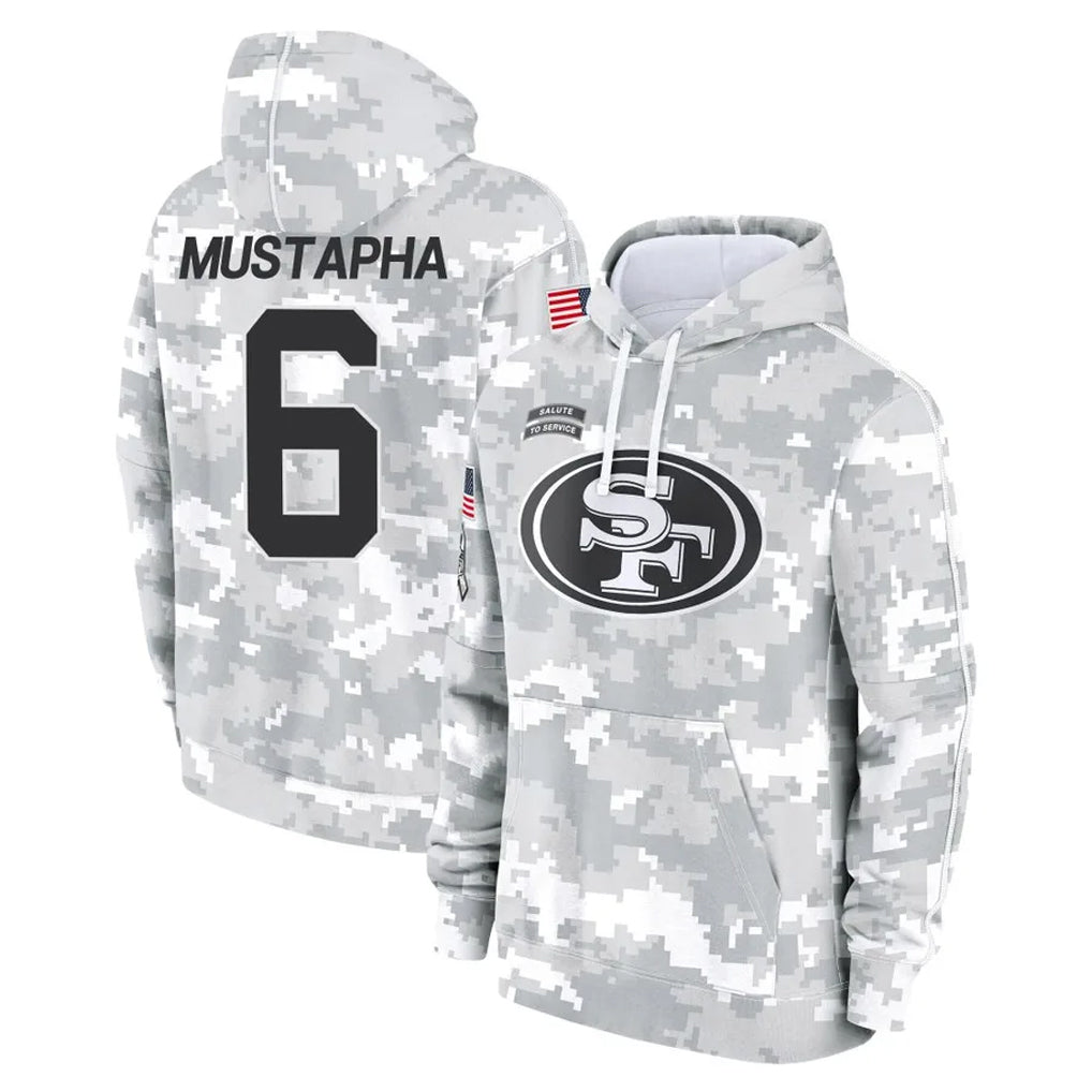 Parkc SF.49ers #6 Malik Mustapha Player Arctic Camo Limited Salute to Service Pullover Hoodies Game Stitched Jerseys