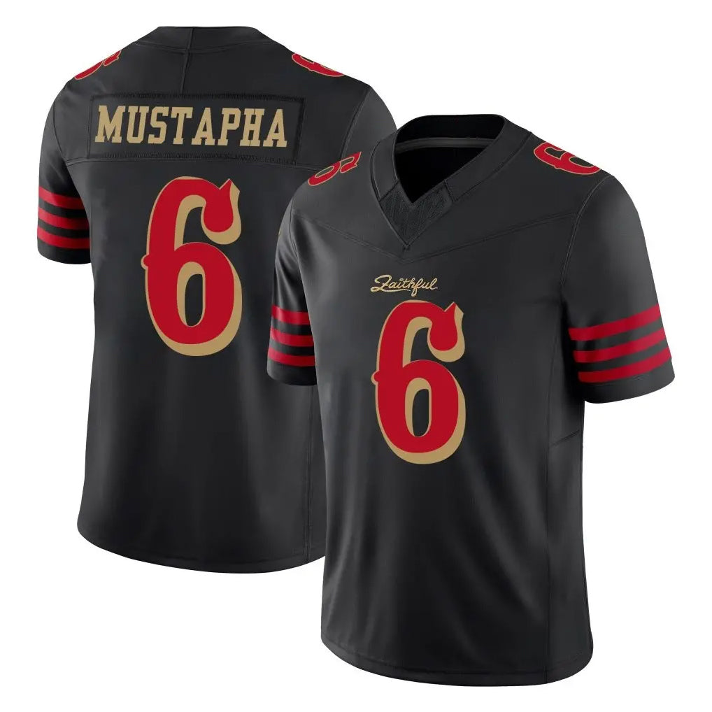Parkc SF.49ers #6 Malik Mustapha Player Black Limited Rivalries Collection Home Game Stitched Jerseys