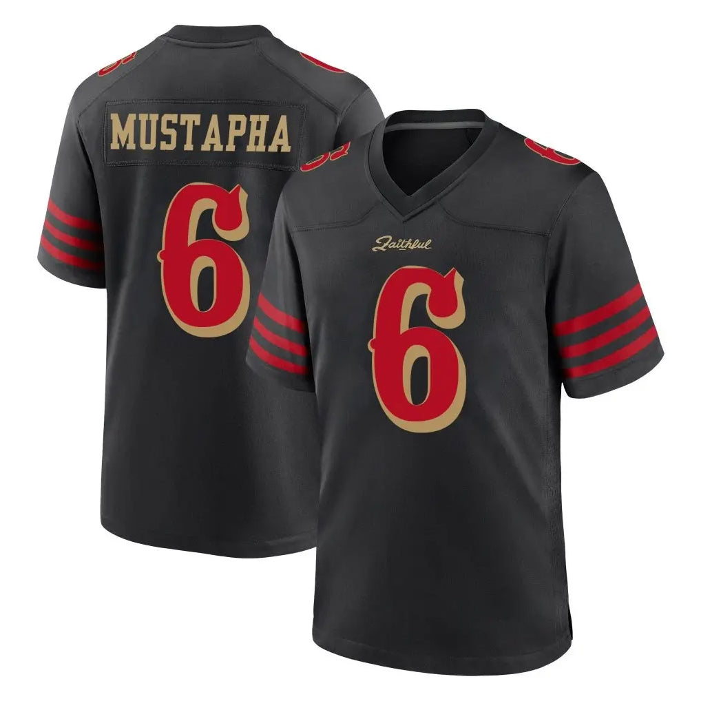 Parkc SF.49ers #6 Malik Mustapha Player Black Rivalries Collection Home Game Stitched Jerseys