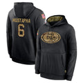 Parkc SF.49ers #6 Malik Mustapha Player Black Salute to Service Sideline Performance Pullover Hoodies Home Game Stitched Jerseys