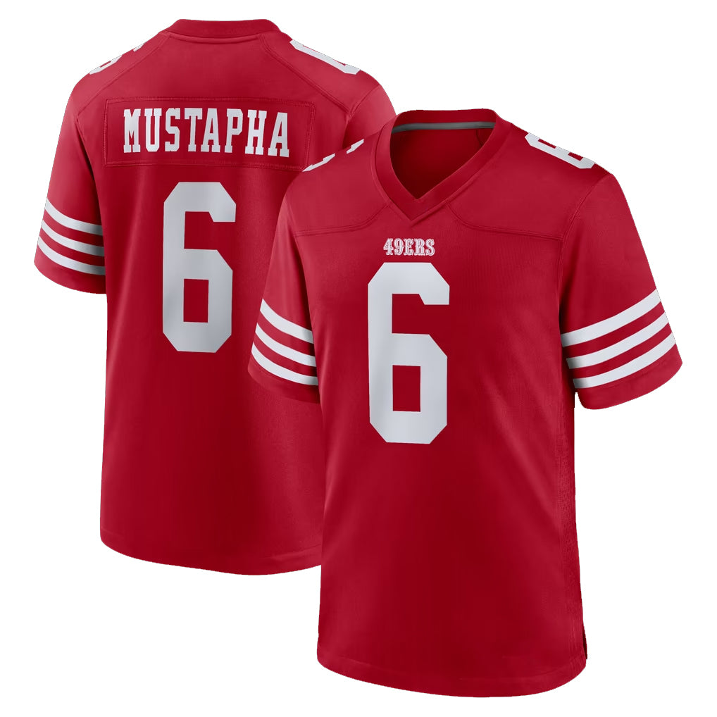 Parkc SF.49ers #6 Malik Mustapha Player Red Game Home Stitched Jerseys