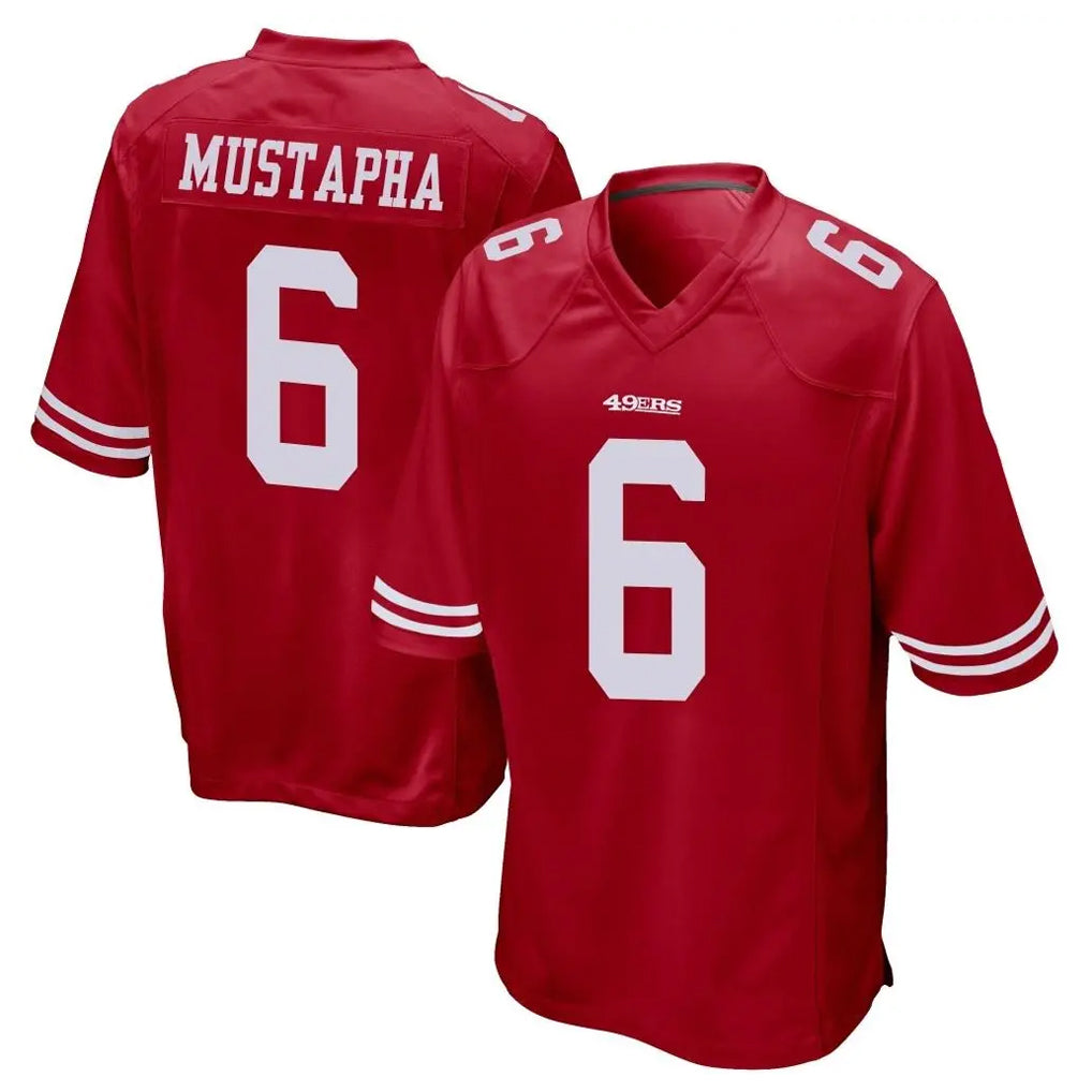 Parkc SF.49ers #6 Malik Mustapha Player Red Home Game Stitched Jerseys