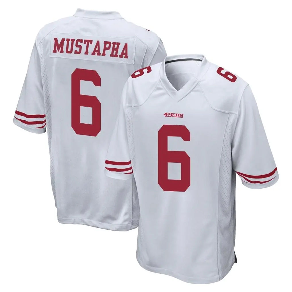 Parkc SF.49ers #6 Malik Mustapha Player White Home Game Stitched Jerseys