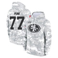 Parkc SF.49ers #77 Dominick Puni Player Arctic Camo Limited Salute to Service Pullover Hoodies Game Stitched Jerseys