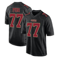 Parkc SF.49ers #77 Dominick Puni Player Black Fashion Home Game Stitched Jerseys