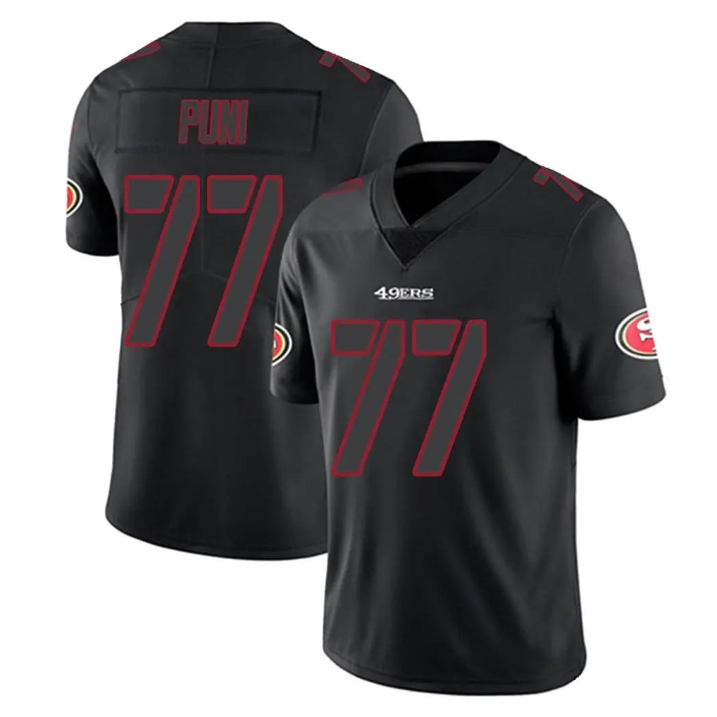 Parkc SF.49ers #77 Dominick Puni Player Black Impact Limited Home Game Stitched Jerseys
