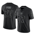 Parkc SF.49ers #77 Dominick Puni Player Black Limited Reflective Home Game Stitched Jerseys