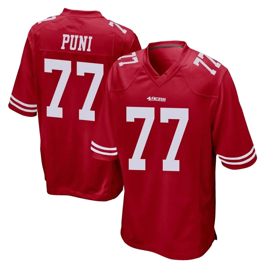 Parkc SF.49ers #77 Dominick Puni Player Red Home Game Stitched Jerseys