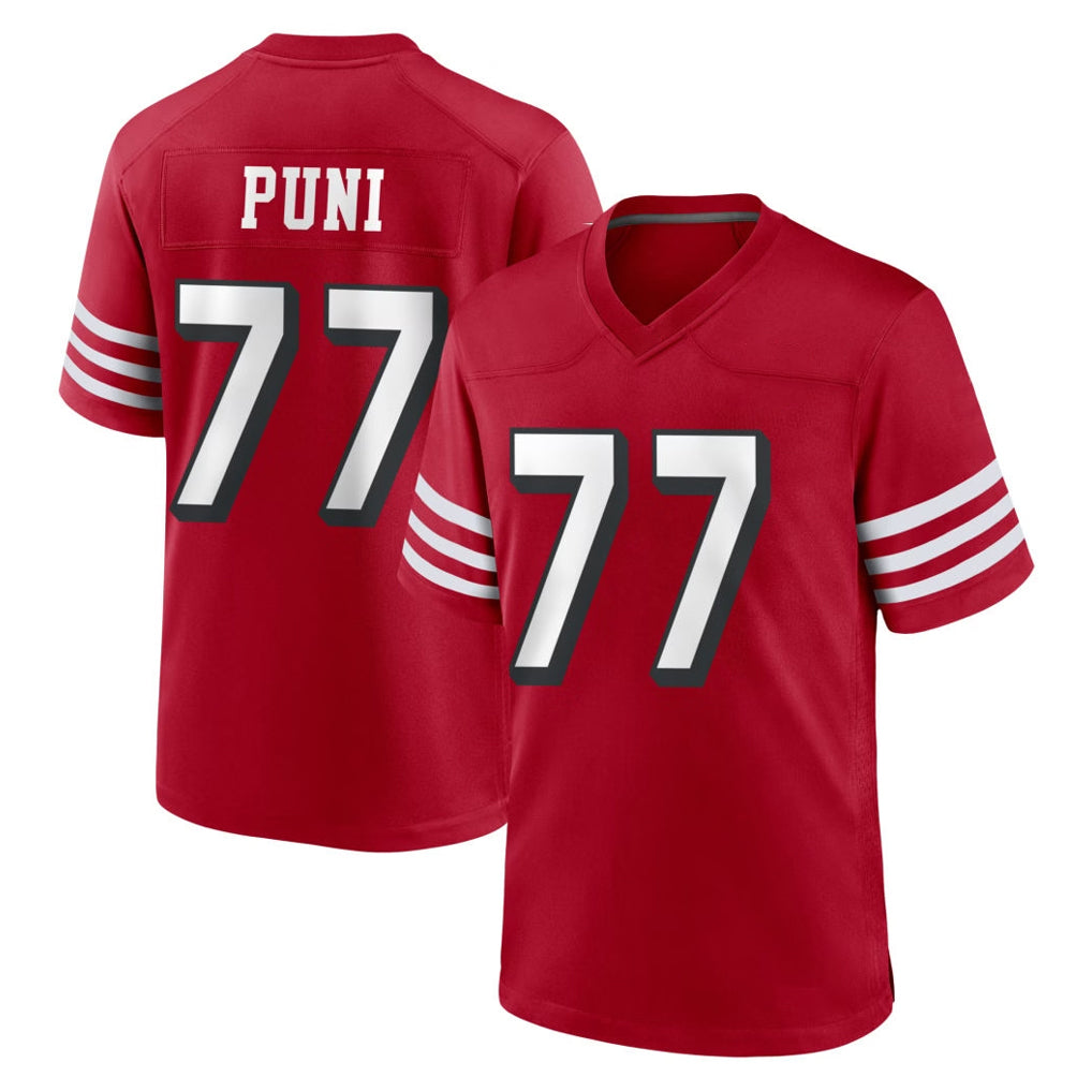 Parkc SF.49ers #77 Dominick Puni Player Red Limited Alternate Home Game Stitched Jerseys