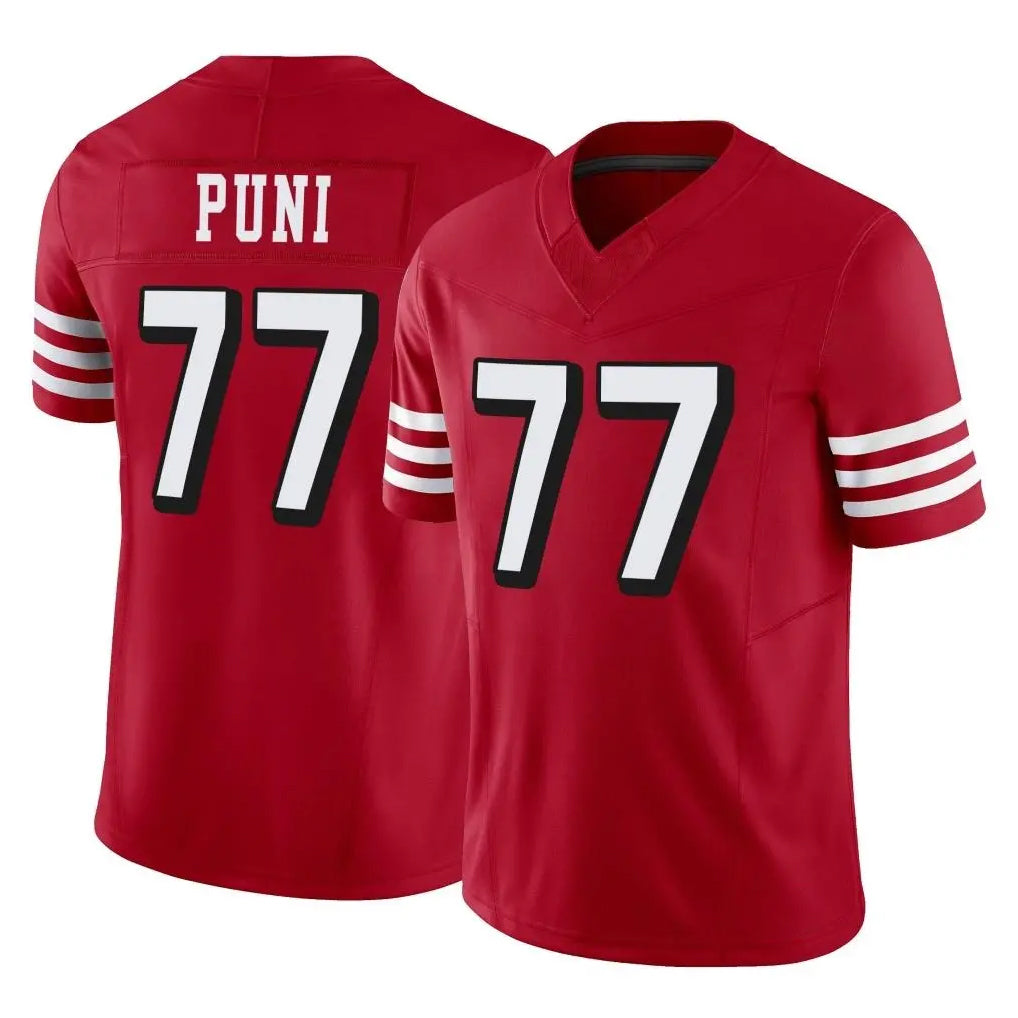 Parkc SF.49ers #77 Dominick Puni Player Red Limited Alternate Vapor F.U.S.E. Home Game Stitched Jerseys