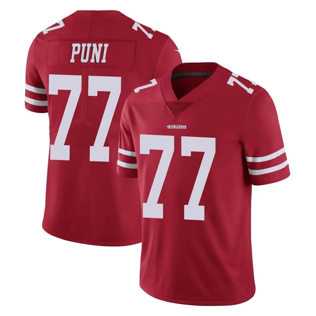Parkc SF.49ers #77 Dominick Puni Player Red Limited Vapor Untouchable Home Game Stitched Jerseys