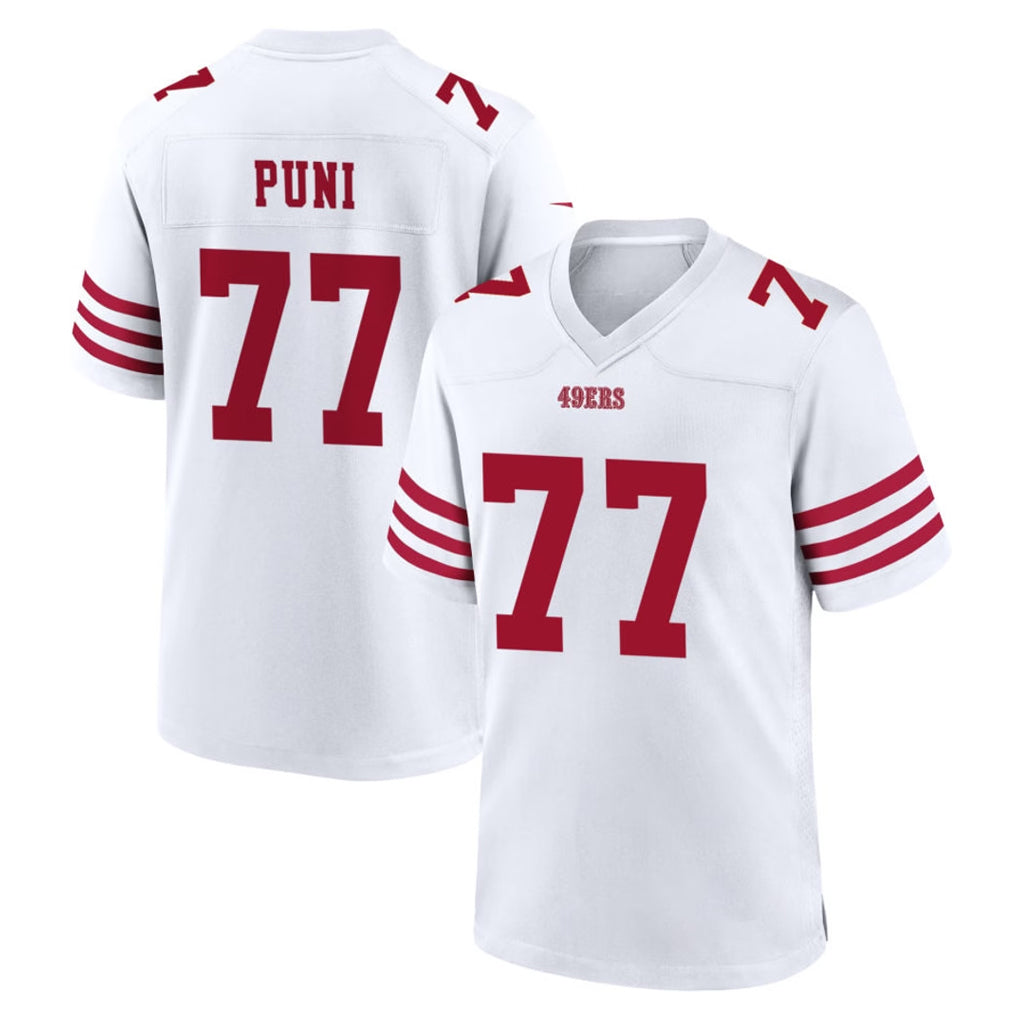 Parkc SF.49ers #77 Dominick Puni Player White Game Home Stitched Jerseys