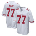 Parkc SF.49ers #77 Dominick Puni Player White Home Game Stitched Jerseys