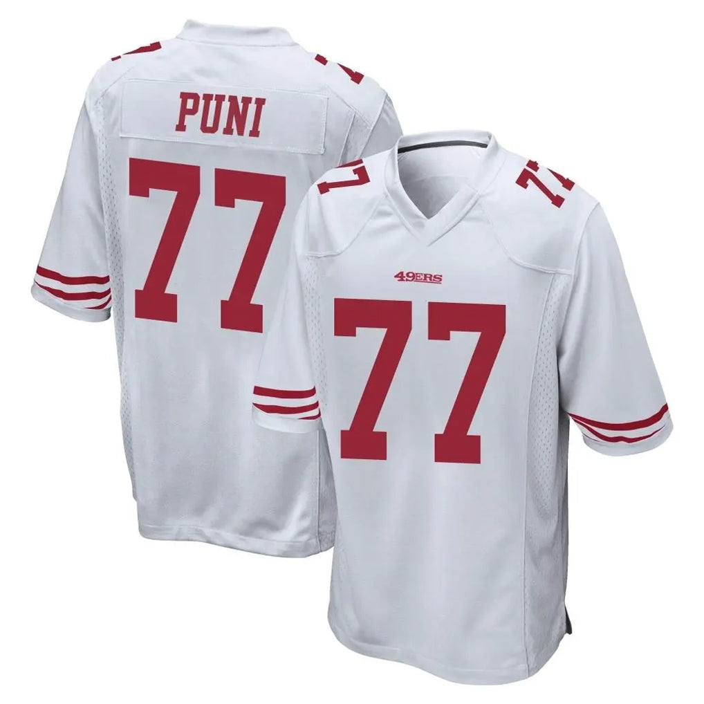 Parkc SF.49ers #77 Dominick Puni Player White Home Game Stitched Jerseys