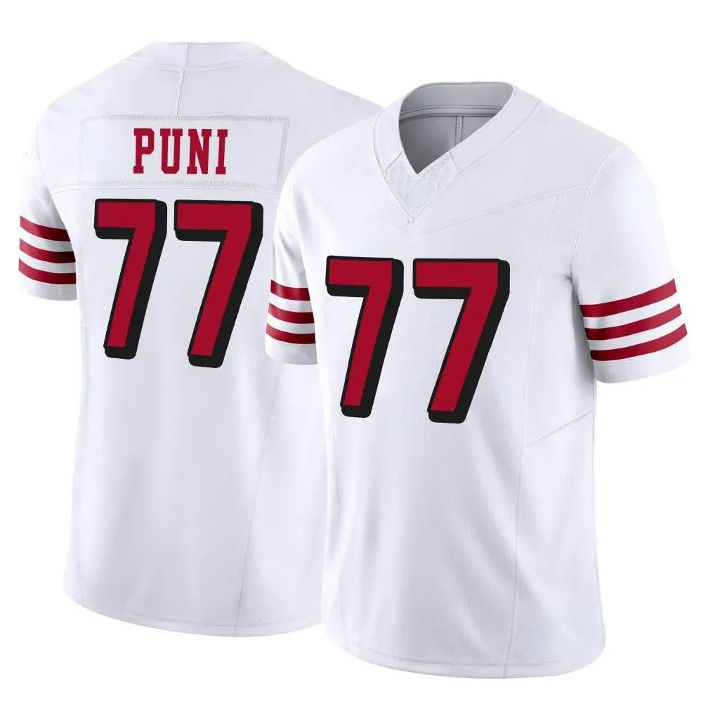 Parkc SF.49ers #77 Dominick Puni Player White Limited Alternate Vapor F.U.S.E. Home Game Stitched Jerseys
