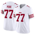 Parkc SF.49ers #77 Dominick Puni Player White Limited Vapor F.U.S.E. Home Game Stitched Jerseys
