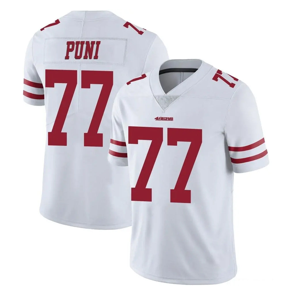 Parkc SF.49ers #77 Dominick Puni Player White Limited Vapor Untouchable Home Game Stitched Jerseys