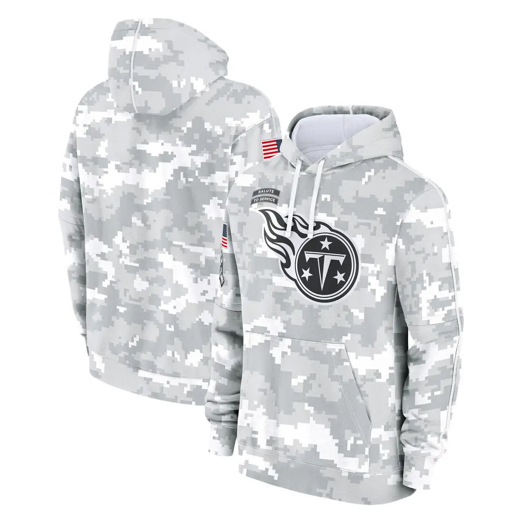 Parkc T.Titans Camo Arctic Salute to Service Pullover Hoodies Home Game Blank Player Stitched Jerseys