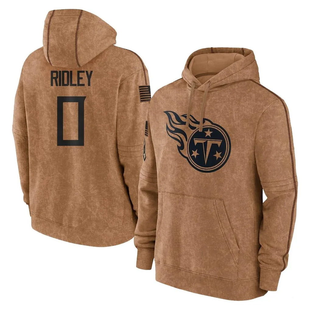 Parkc T.Titans #0 Calvin Ridley Player Brown Salute To Service Club Pullover Hoodies Home Game Stitched Jerseys