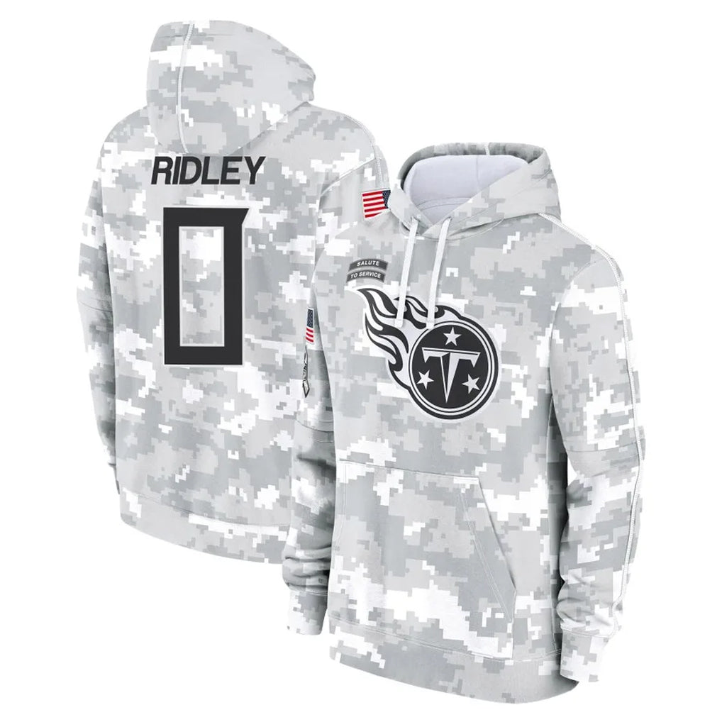 Parkc T.Titans #0 Calvin Ridley Player Camo Arctic Salute to Service Pullover Hoodies Home Game Stitched Jerseys