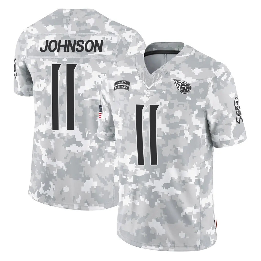 Parkc T.Titans #11 Jermaine Johnson II Player Arctic Camo Limited Salute to Service Home Game Stitched Jerseys