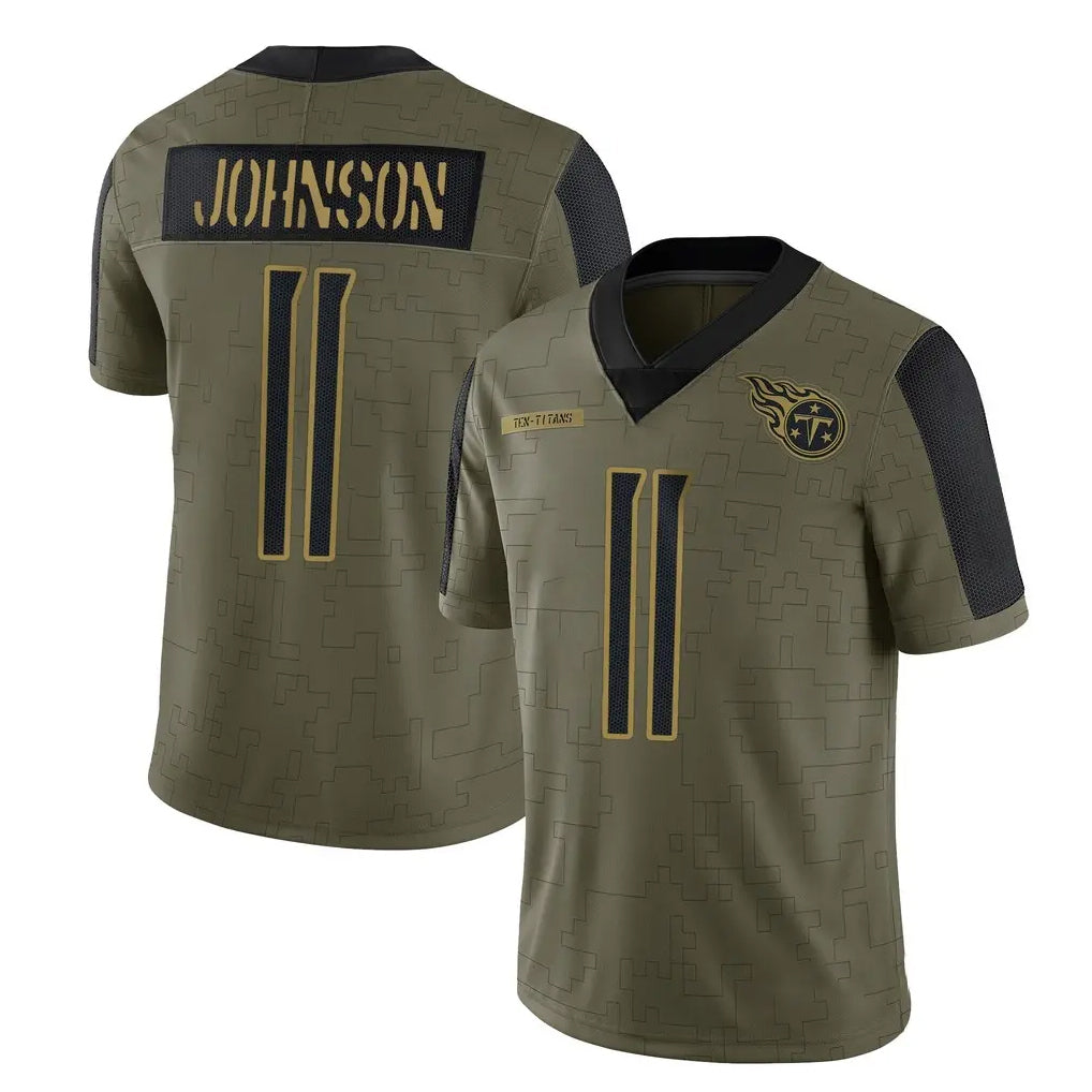 Parkc T.Titans #11 Jermaine Johnson II Player Olive Salute to Service Limited Home Game Stitched Jerseys