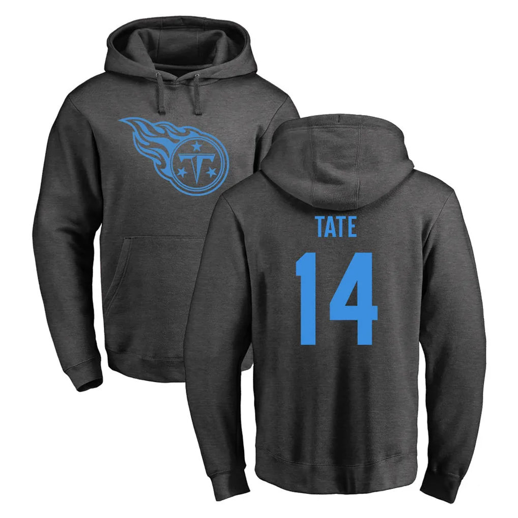 Parkc T.Titans #14 Carnell Tate Player Ash One Color Pullover Hoodies Home Game Stitched Jerseys