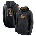 Parkc T.Titans #14 Carnell Tate Player Black Salute to Service Sideline Performance Pullover Hoodies Home Game Stitched Jerseys