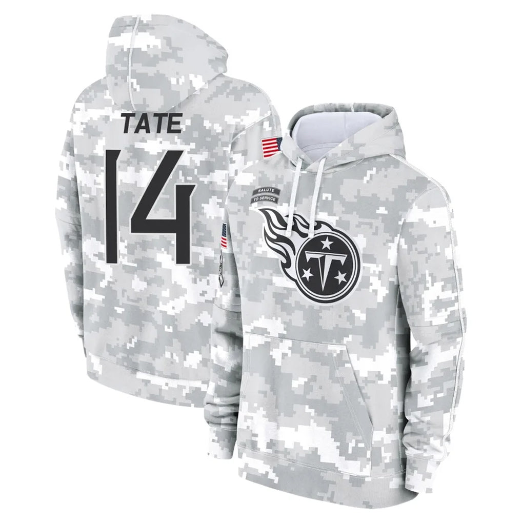 Parkc T.Titans #14 Carnell Tate Player Camo Arctic Salute to Service Pullover Hoodies Home Game Stitched Jerseys