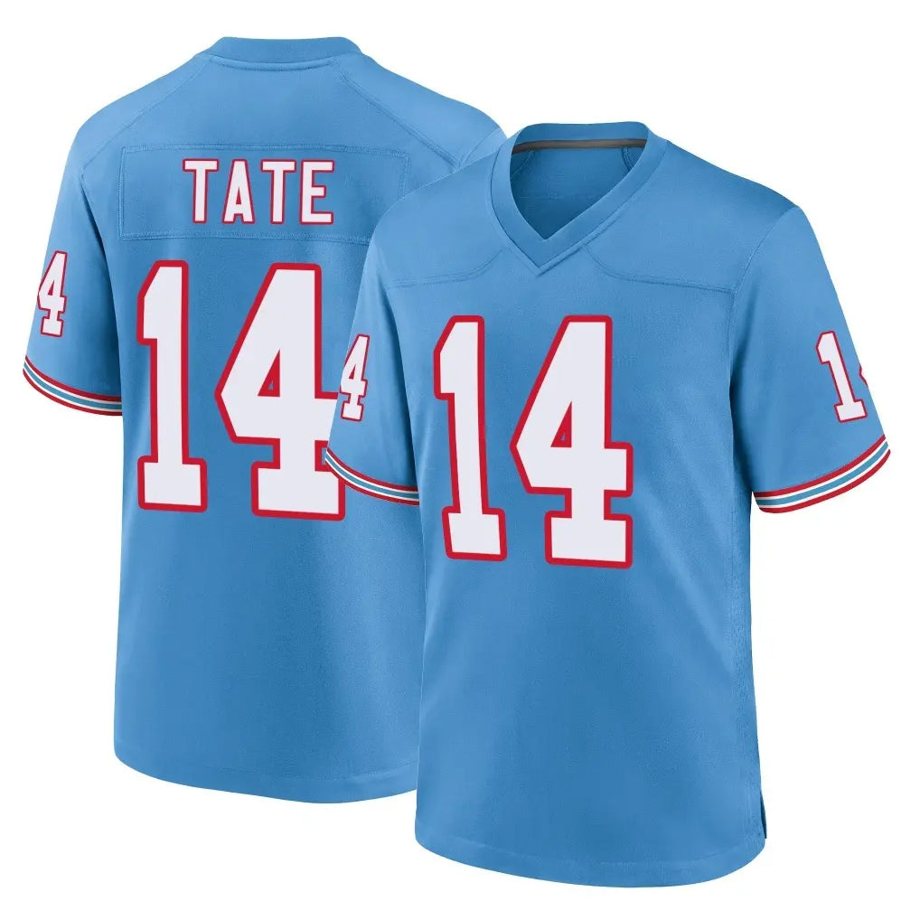 Parkc T.Titans #14 Carnell Tate Player Light Blue Oilers Throwback Home Game Stitched Jerseys