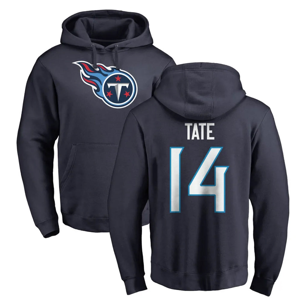 Parkc T.Titans #14 Carnell Tate Player Navy Logo Pullover Hoodies Home Game Stitched Jerseys