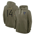 Parkc T.Titans #14 Carnell Tate Player Olive Salute to Service Hoodies Home Game Stitched Jerseys