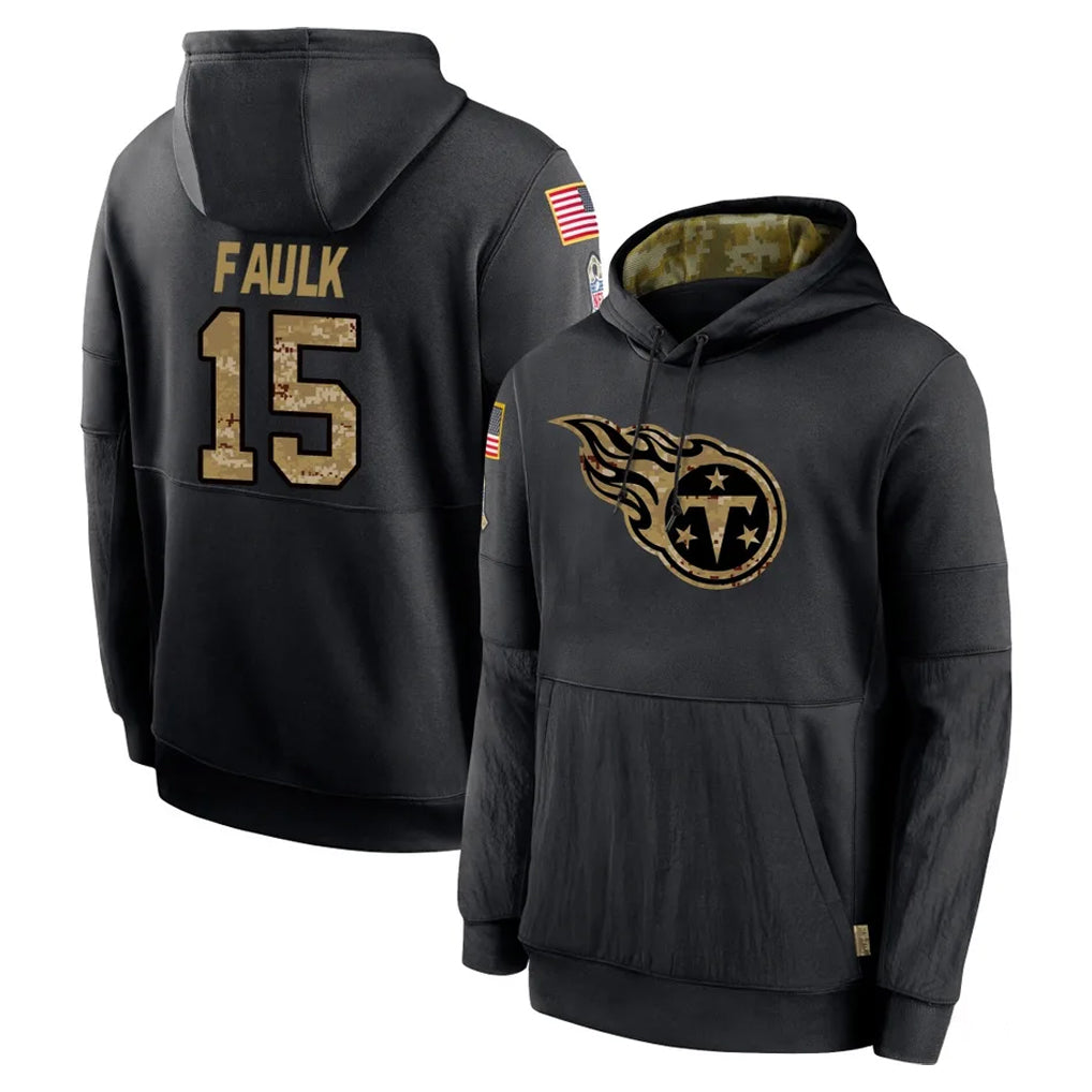 Parkc T.Titans #15 Keldric Faulk Player Black Salute to Service Sideline Performance Pullover Hoodies Home Game Stitched Jerseys