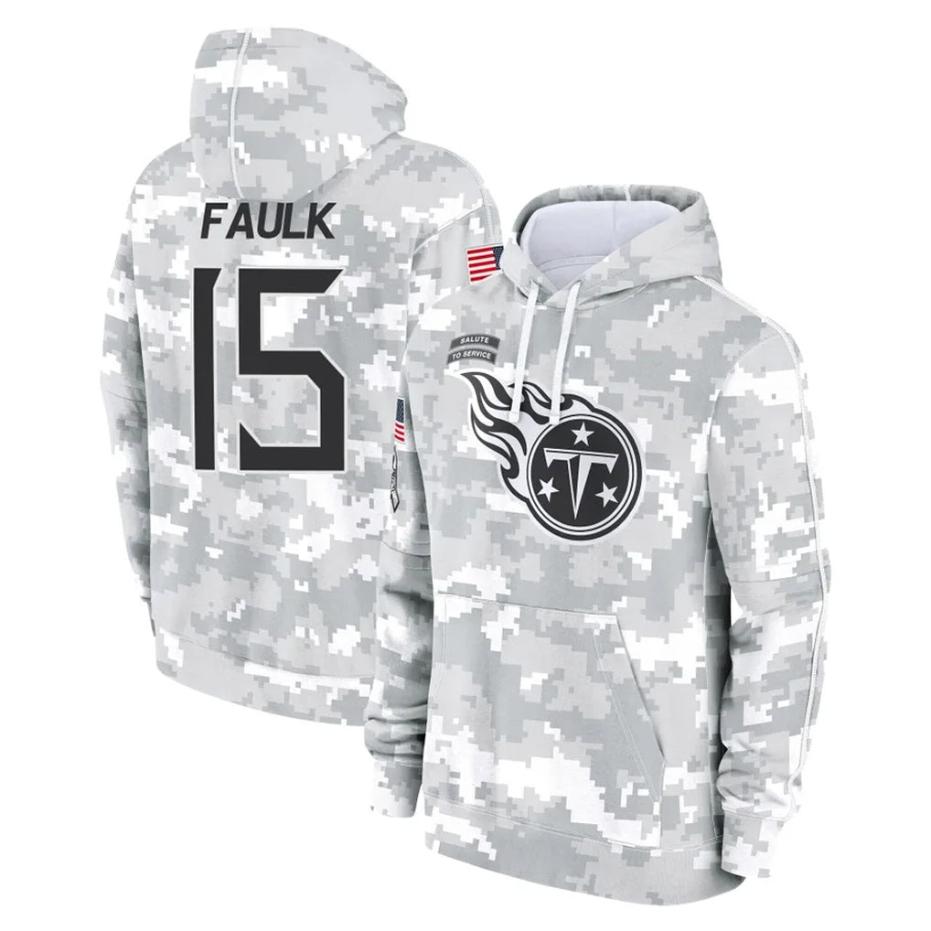 Parkc T.Titans #15 Keldric Faulk Player Camo Arctic Salute to Service Pullover Hoodies Home Game Stitched Jerseys