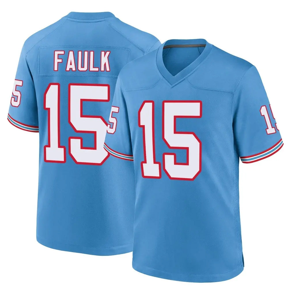 Parkc T.Titans #15 Keldric Faulk Player Light Blue Oilers Throwback Home Game Stitched Jerseys